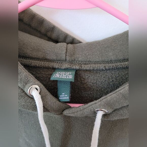 Cropped Hoodie Olive Army Green Cozy Oversized Boxy Cotton Loungewear Medium - Picture 8 of 9